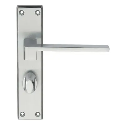 PAIR Flat Straight Handle on Bathroom Backplate x 40mm Satin Chrome