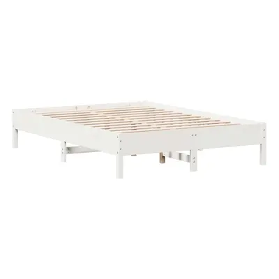 vidaXL Bed Frame Bed Base Mattress Foundation White 140x200 cm Solid Wood Pine