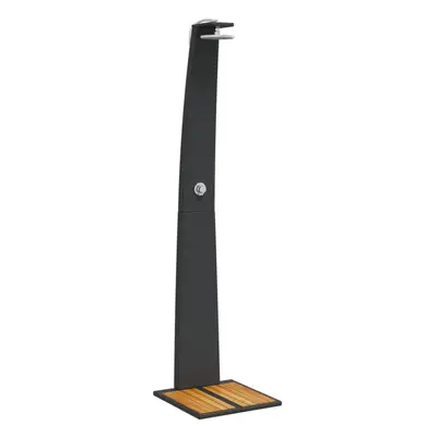 (black, x x cm) vidaXL Outdoor Shower Pool Shower Garden Shower Poly Rattan and Acacia Wood