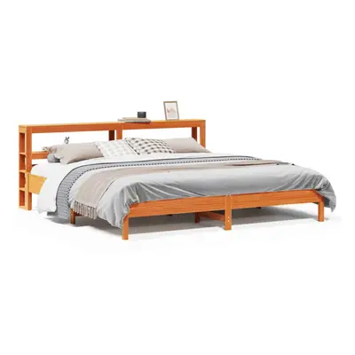 vidaXL Bed Frame with Headboard Bed Base Wax Brown 200x200 cm Solid Wood Pine