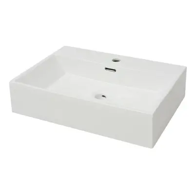 vidaXL Basin with Faucet Hole Ceramic White 60.5x42.5x14.5cm Countertop Sink