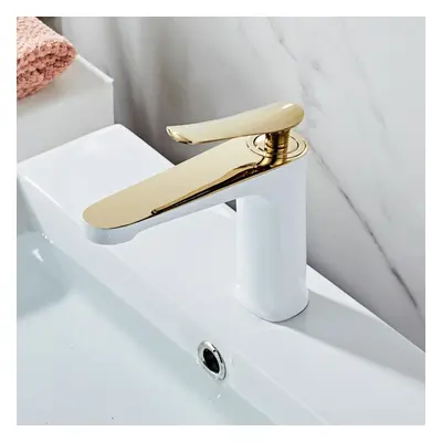 (White Gold) Luxury Bathroom Basin Faucet Hot Cold Water Mixer Sink Tap Gold Polished Handle Sin