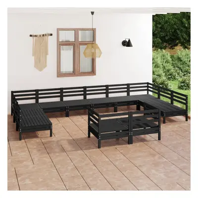 vidaXL Garden Lounge Set Outdoor Lounge Set Piece Black Solid Wood Pine