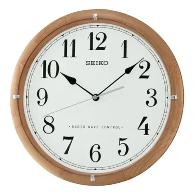 Seiko Radio Controlled Wooden Wall Clock - White Face (QXR303Z)