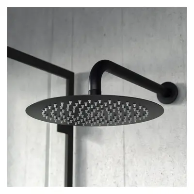 Round Modern Bathroom Thin 200mm Shower Head Matte Black