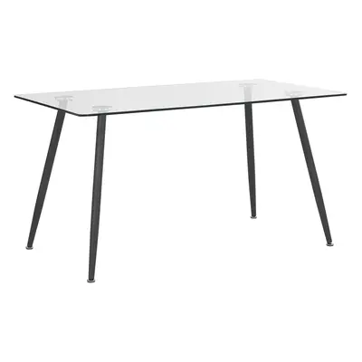 Dining Table MIDLAND Black cm cm Tempered Glass