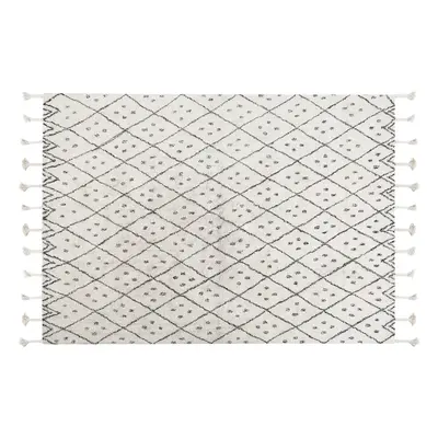 Cotton Area Rug x cm Black and White AGADIR