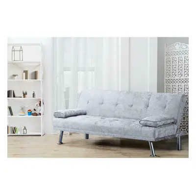 (Silver) Naples Crushed Velvet Sofa Bed