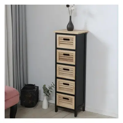 (5 Drawer Black and Oak) Storage Chest 3/4/5 Drawers Solid Wooden Organizer Furniture