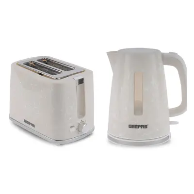 (White) Geepas 1.7L Kettle and Slice Toaster Set Design