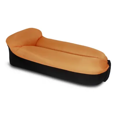 (Orange) Inflatable Lounger Portable Air Beds Sleeping Sofa Couch for Travelling Camping Beach B