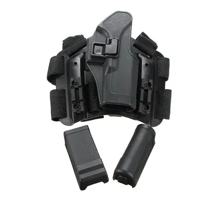 (Black) Adjustable 4-in-1 Tactical Holster Leg Belt Magazine Belt Mollle Military Storage Bag Hu