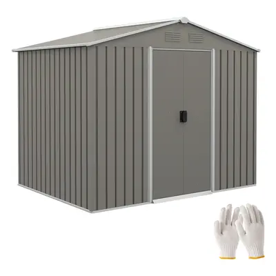 Outsunny x 6ft Garden Storage Shed w/ Double Sliding Door Outdoor Light Grey