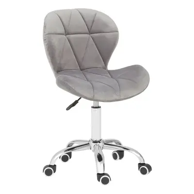 Premier Housewares Grey Velvet Quilted Home Office Chair