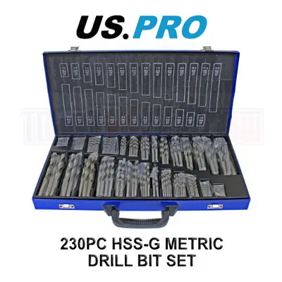 US PRO Tools 230PC HSS-G Metric Drill Bit Set - 10mm