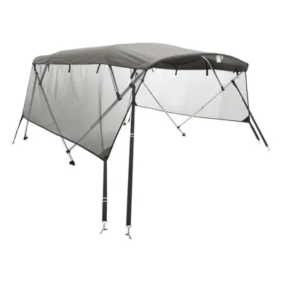 (anthracite grey, x (200-213) cm/with mesh) vidaXL 3-bow Bimini Top with Sidewalls UV-Proof Canv