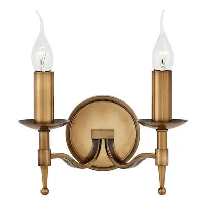 Avery Luxury Twin Wall Light Antique Brass Traditional Candelabra Lamp Holder