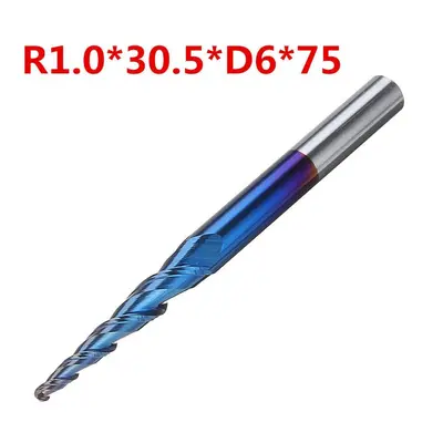 (R1.0*30.5*D6*75) NACO-blue Flutes Ball Nose Milling Cutter R0.25/ R0.5/ R0.75/ R1.0 *30.5*D6*75