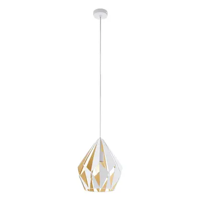 Hanging Ceiling Pendant Light White & Honey Geometric 1x 60W E27 Feature Lamp