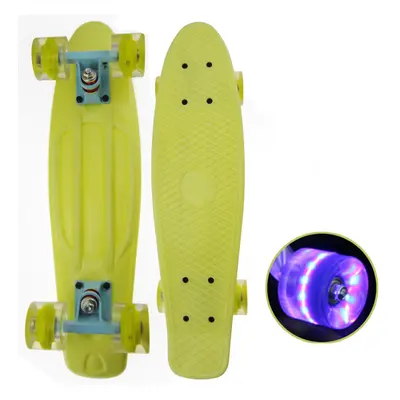 (Yellow) inch Children Skateboard Mini Cruiser Skateboard with LED Flashing Wheels for Beginners