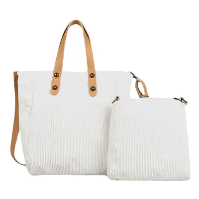 (White) PCS Tote Women Large-capacity Strengthen Strap Magnetic Clasp Crossbody Underarm Bag