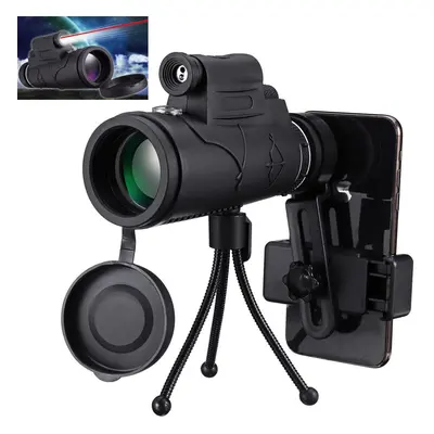 40x60 Monocular HD Optic BAK4 Low Night Vision Led Flashlight Telescope With Tripod Phone Holder