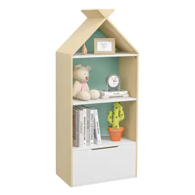 AIYAPLAY Kids Bookshelf with Shelves, Drawer, Anti-tip Device, for Kids Room