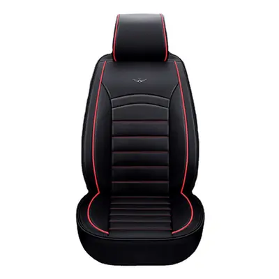 (Black on Red) Luxury PU Leather Full Surround Car Seat Cover Cushion Pet Pad Mat Protector SUV