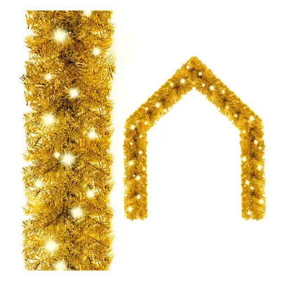 vidaXL Christmas Garland with LED Lights m Gold Holiday Xmas Decoration