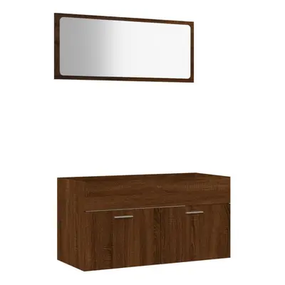 (brown oak) vidaXL Bathroom Furniture Set Piece Engineered Wood Sink Cabinet Storage