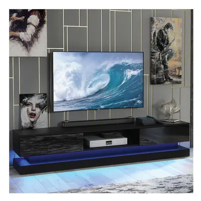 TV Unit 180cm LED Creative Furniture - Black Gloss Doors