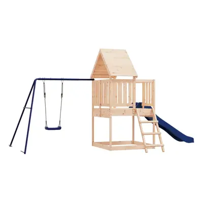 (solid pinewood) vidaXL Playhouse Outdoor Kid Play with Slide Ladder Swing Solid Wood Pine