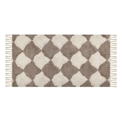 Cotton Area Rug x cm Brown and Beige SINOP