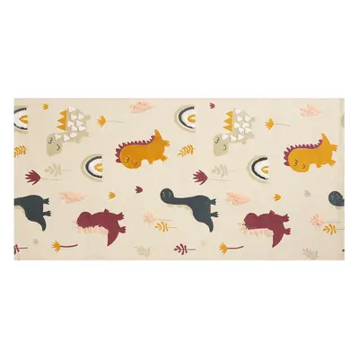 Cotton Kids Rug Dinosaurs Print x cm Multicolour TIOP