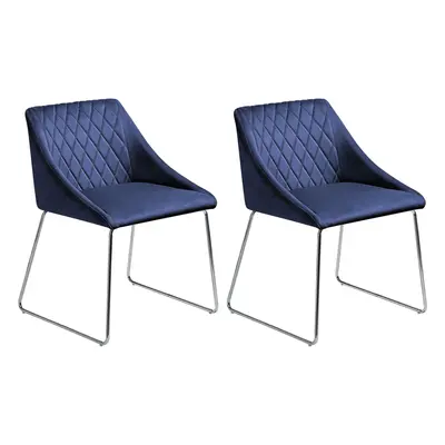 Set of Dining Chairs ARCATA Velvet Navy Blue