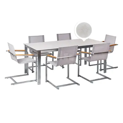 Garden Dining Set COSOLETO Tempered Glass 180x90x75 cm White