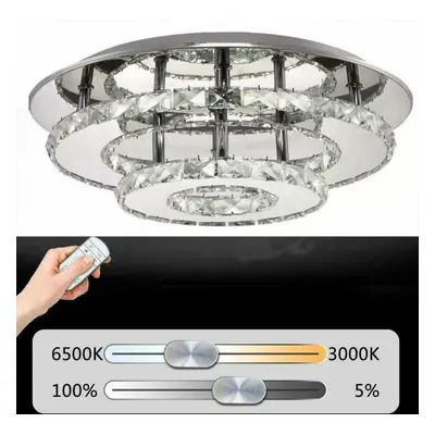 LED Crystal Chandelier Ceiling Light Dimmable Remote Control, Modern 36W Bright White Warm Round