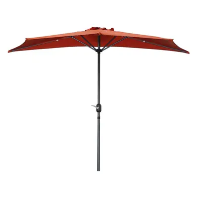 (2.7m HALF/BALCONY, Terracotta) Parasol Aluminium Crank Full & Half Shade Umbrella