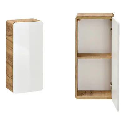 Bathroom Wall Cabinet Slim Storage Unit Compact White Gloss Oak Arub