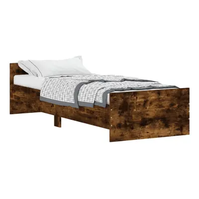 (smoked oak, x cm) vidaXL Bed Frame with Headboard and Footboard Mattress Foundation Bed Base