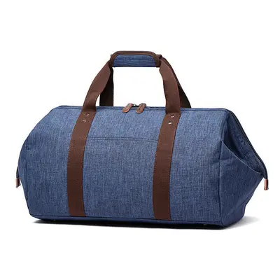 (Dark Blue) 35L Folding Travel Duffel Bag Water Resistant Polyester Sports Gym Luggage Bag Handb