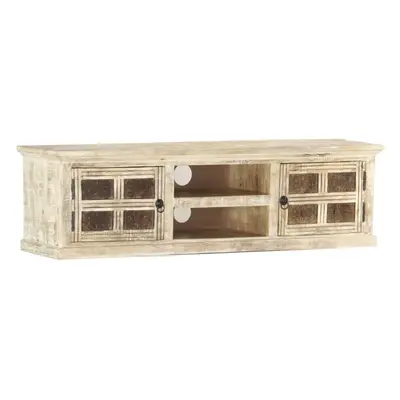 vidaXL Solid Mango Wood TV Cabinet White 130x30x36cm Media Console Table Stand