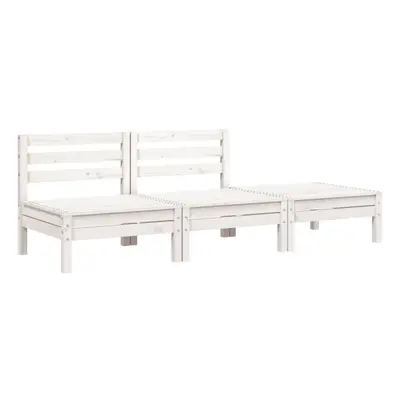 vidaXL Garden Sofa 3-Seater Outdoor Sectional Sofa Couch White Solid Wood Pine