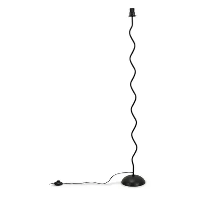 Black Metal Wavy Single Stem Waved Standing Light Floor Lamp Base