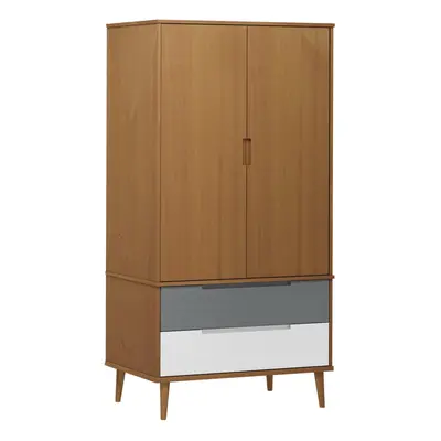 (brown) vidaXL Solid Wood Pine Wardrobe MOLDE Closet Armoire Highboard Multi Colours