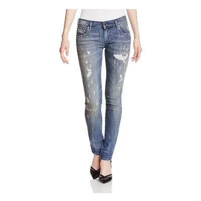 (W29 L32) DIESEL GRUPEE 0856X Womens Denim Jeans Super Skinny Fit Blue Faded Zip Italy