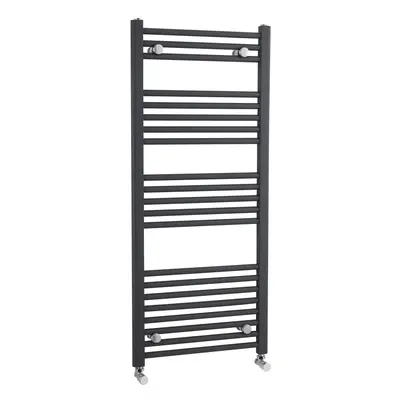 Heated Vertical Towel Rail with Straight Rails - BTU - 1150mm x 500mm - Anthracite