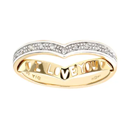 (O) Jewelco London 9ct Yellow Gold Diamond 'I Love You' Ring