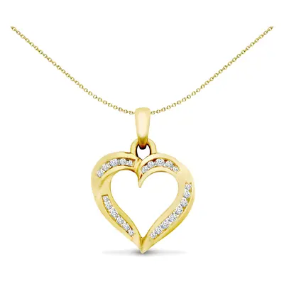 Jewelco London Ladies Solid 9ct Yellow Gold Channel Set Round H I1 0.19ct Diamond Twisted Love H