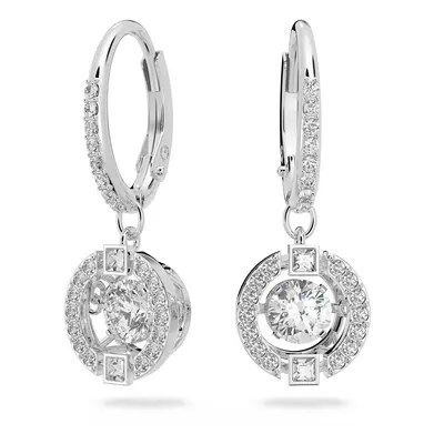 Swarovski Sparkling Dance earrings, Round, White, Rhodium plated